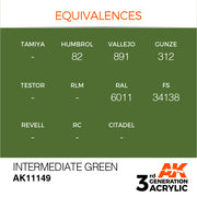 AK Interactive: 3rd Gen Acrylic Intermediate Green 17ml Model Paints AK INTERACTIVE