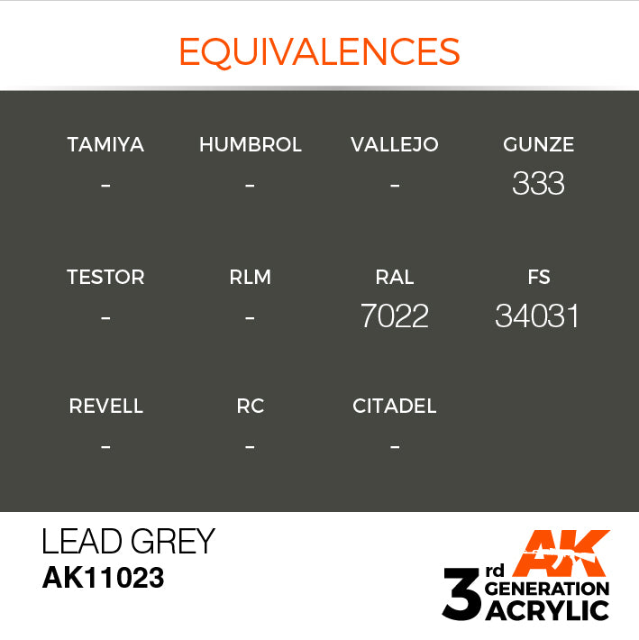 AK Interactive: 3rd Gen Acrylic Lead Grey 17ml Model Paints AK INTERACTIVE