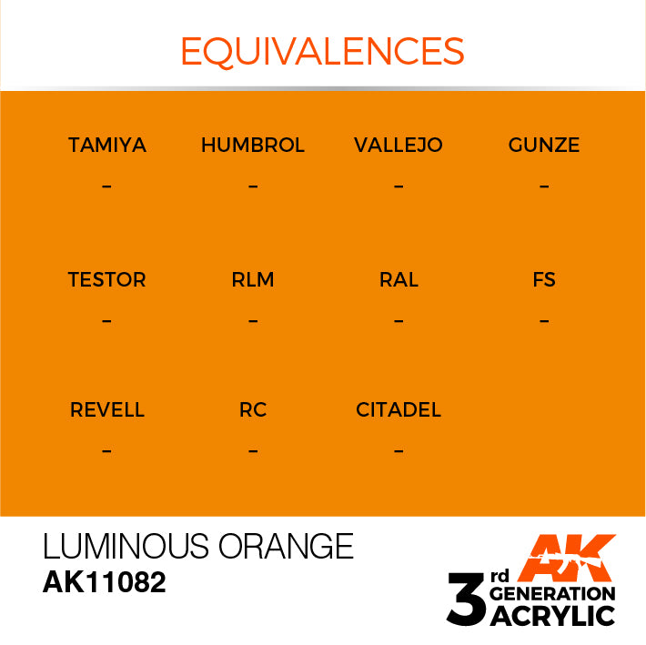 AK Interactive: 3rd Gen Acrylic Luminous Orange 17ml Model Paints AK INTERACTIVE