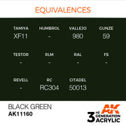 AK Interactive: 3rd Gen Acrylic Black Green 17ml Model Paints AK INTERACTIVE