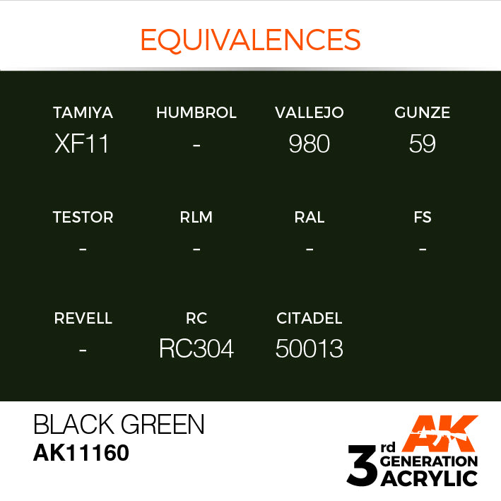 AK Interactive: 3rd Gen Acrylic Black Green 17ml Model Paints AK INTERACTIVE