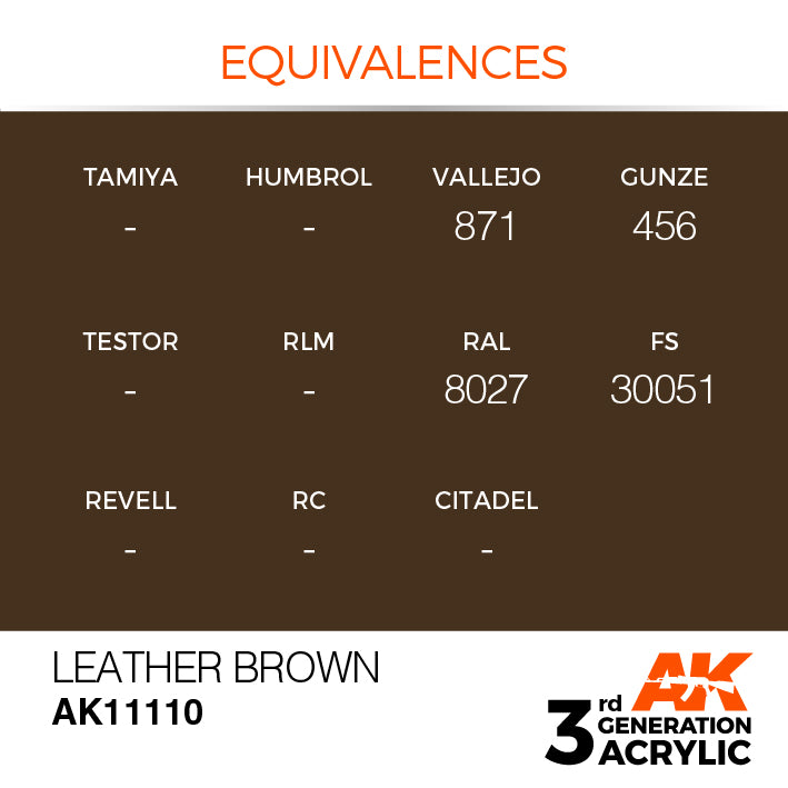 AK Interactive: 3rd Gen Acrylic Leather Brown 17ml Model Paints AK INTERACTIVE