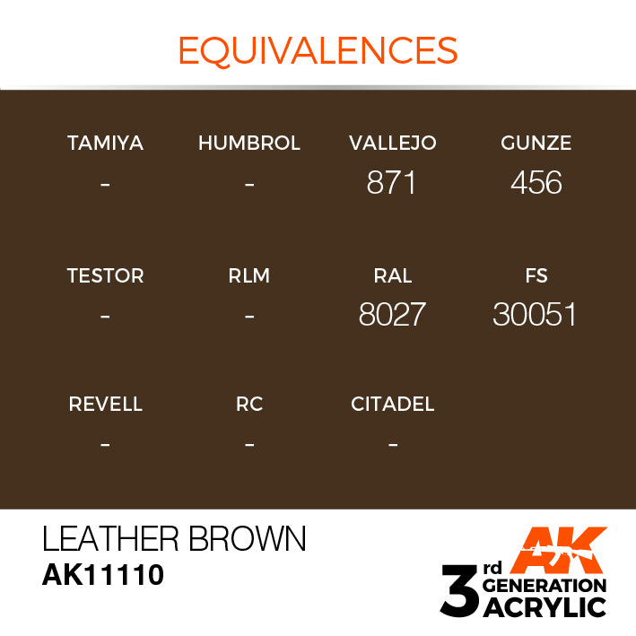 AK Interactive: 3rd Gen Acrylic Leather Brown 17ml