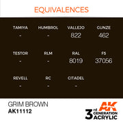 AK Interactive: 3rd Gen Acrylic Grim Brown 17ml Model Paints AK INTERACTIVE