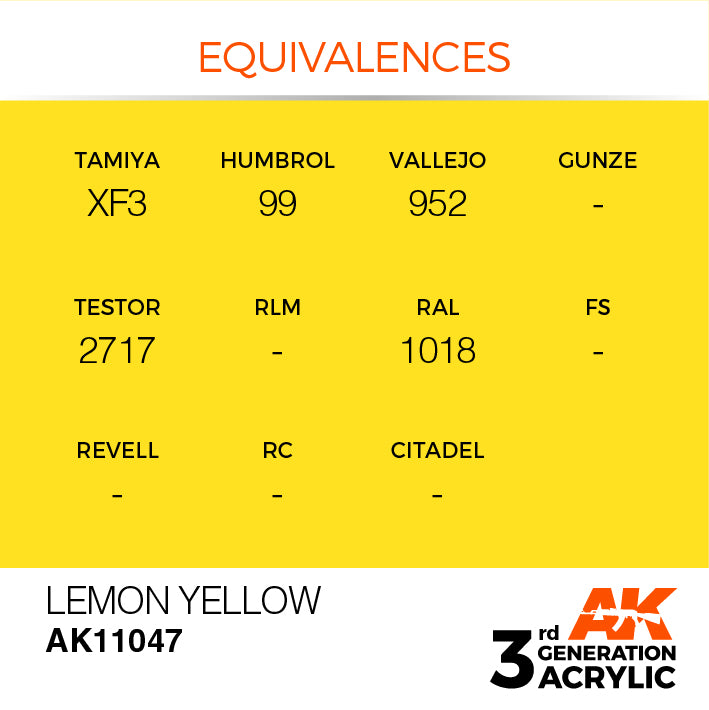 AK Interactive: 3rd Gen Acrylic Lemon Yellow 17ml Model Paints AK INTERACTIVE