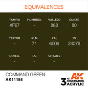 AK Interactive: 3rd Gen Acrylic Command Green 17ml Model Paints AK INTERACTIVE