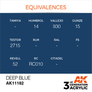 AK Interactive: 3rd Gen Acrylic Deep Blue 17ml Model Paints AK INTERACTIVE