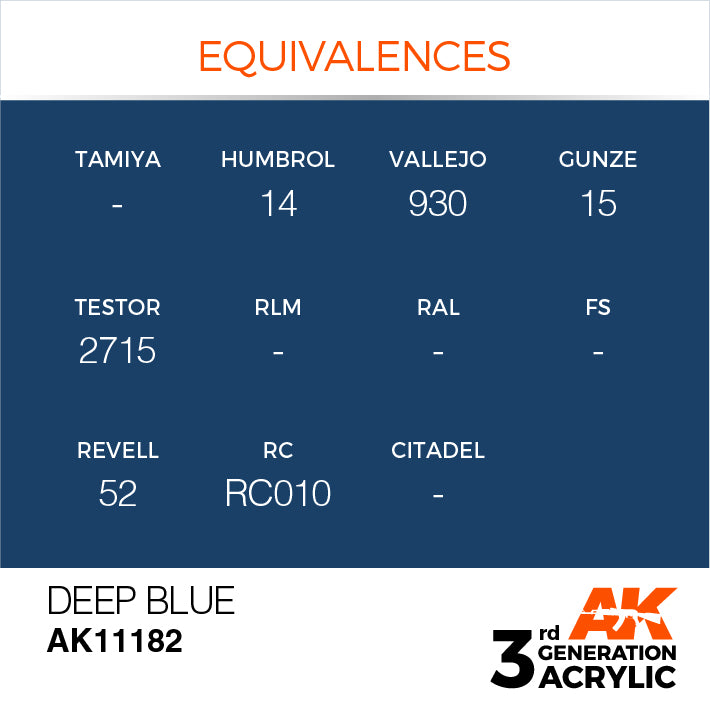 AK Interactive: 3rd Gen Acrylic Deep Blue 17ml Model Paints AK INTERACTIVE