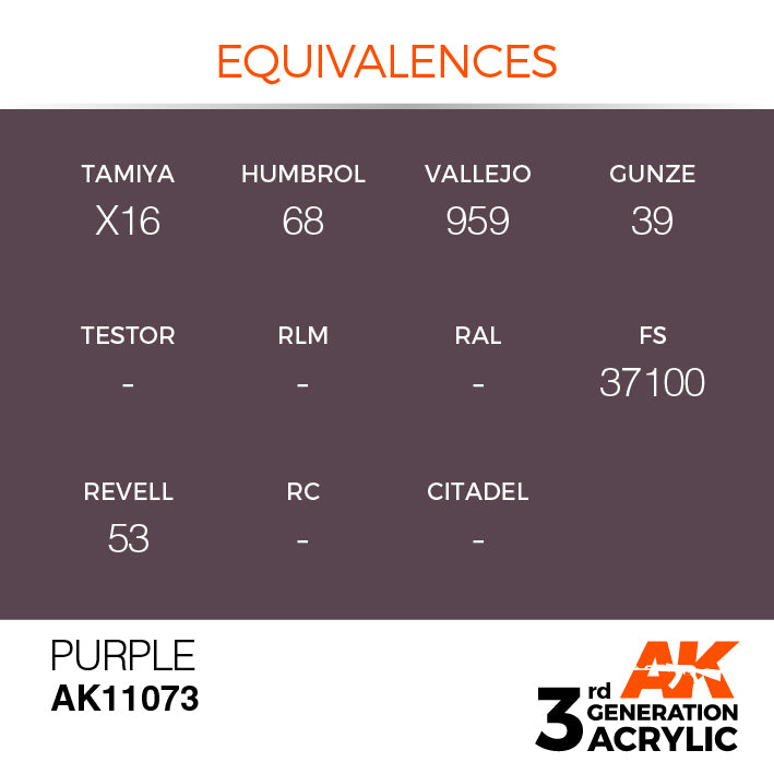 AK Interactive: 3rd Gen Acrylic Purple 17ml Model Paints AK INTERACTIVE