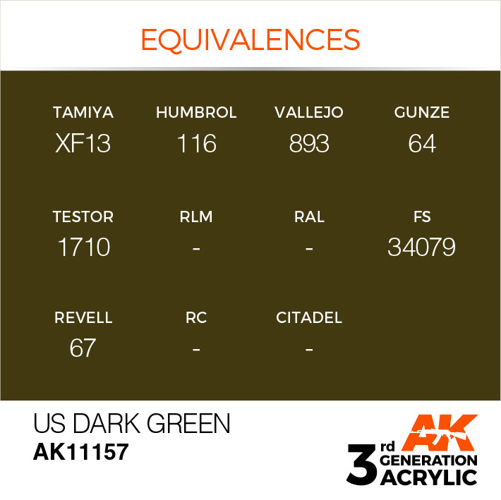 AK Interactive: 3rd Gen Acrylic US Dark Green 17ml Model Paints AK INTERACTIVE