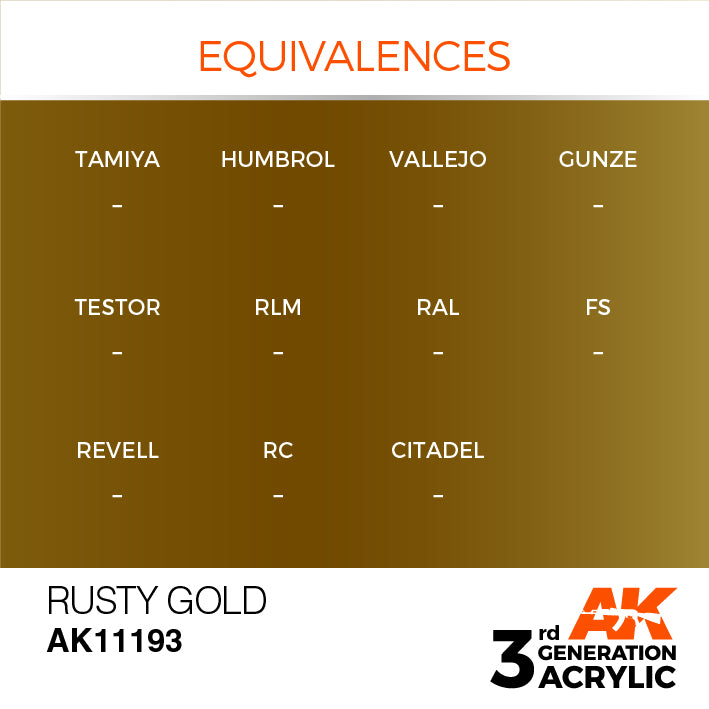AK Interactive: 3rd Gen Acrylic Rusty Gold 17ml