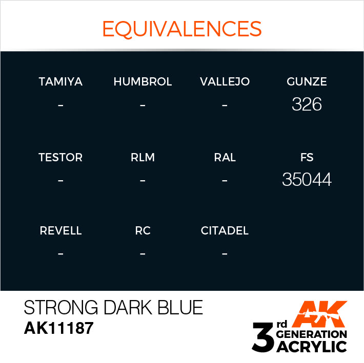 AK Interactive: 3rd Gen Acrylic Strong Dark Blue 17ml Model Paints AK INTERACTIVE