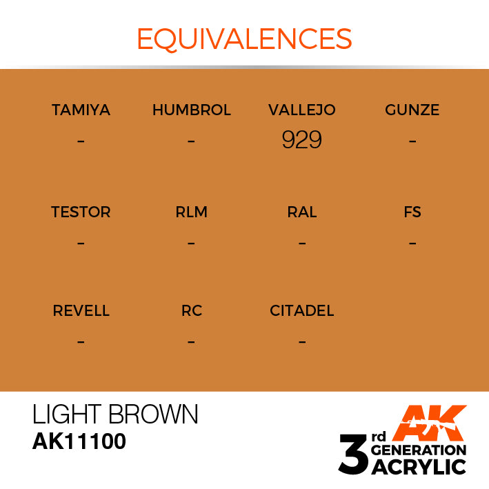 AK Interactive: 3rd Gen Acrylic Light Brown 17ml Model Paints AK INTERACTIVE
