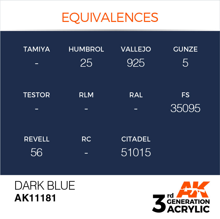AK Interactive: 3rd Gen Acrylic Dark Blue 17ml Model Paints AK INTERACTIVE