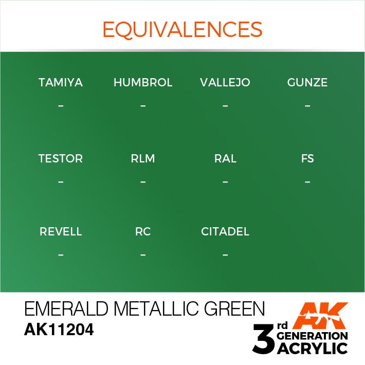 AK Interactive: 3rd Gen Acrylic Emerald Metallic Green 17ml Model Paints AK INTERACTIVE