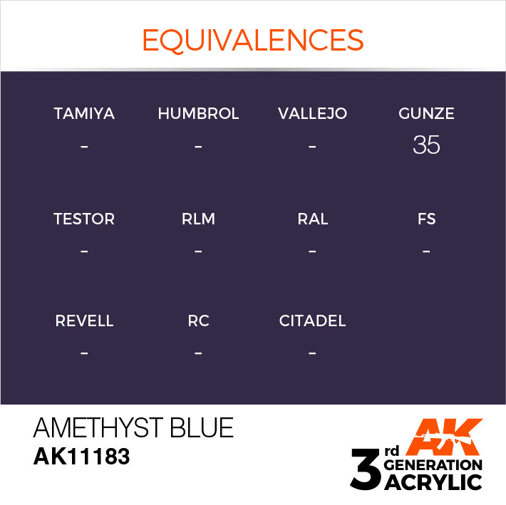 AK Interactive: 3rd Gen Acrylic Amethyst Blue 17ml Model Paints AK INTERACTIVE