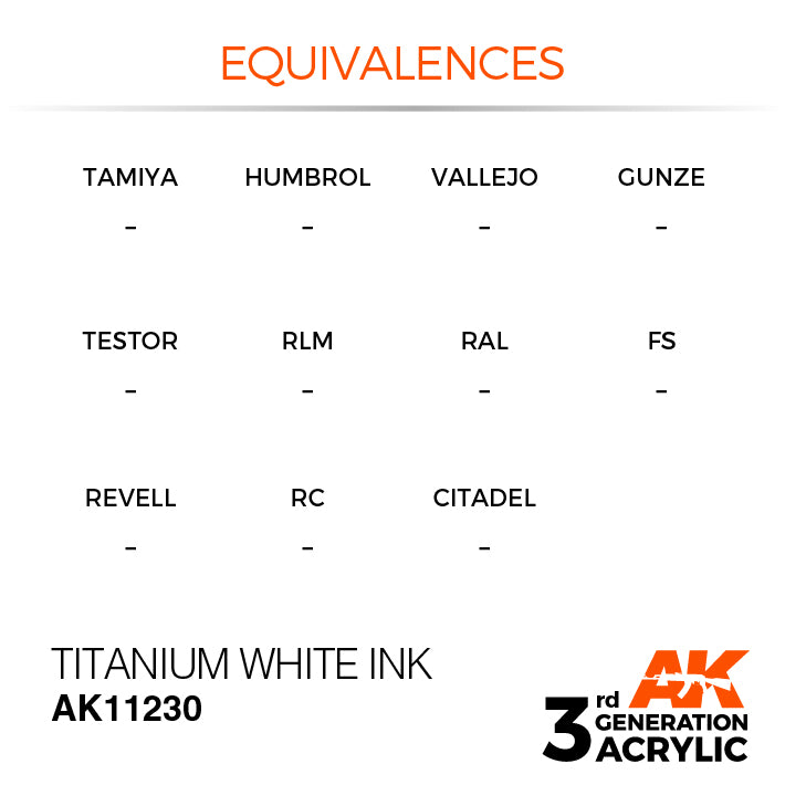 AK Interactive: 3rd Gen Acrylic Titanium White INK 17ml