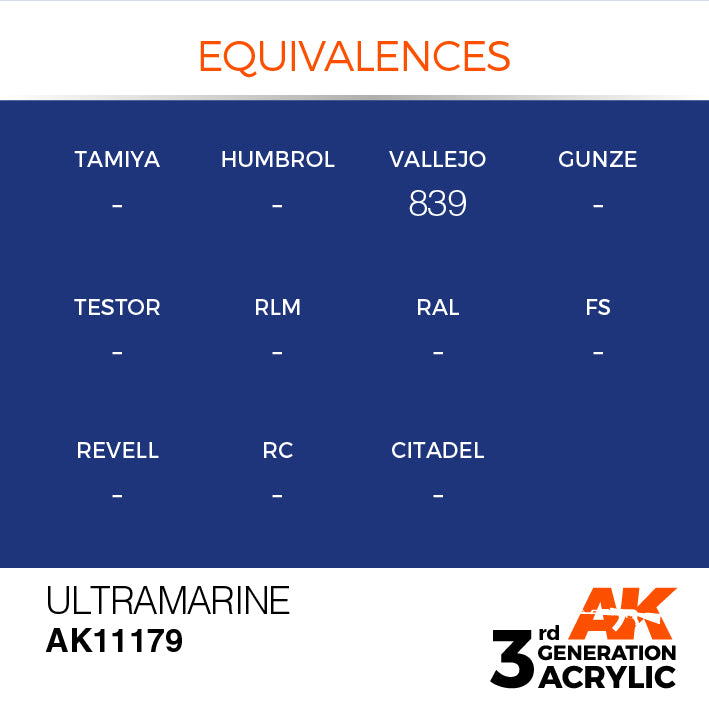 AK Interactive: 3rd Gen Acrylic Ultramarine 17ml