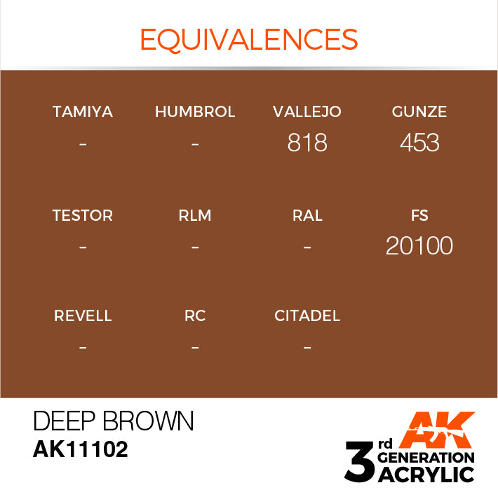 AK Interactive: 3rd Gen Acrylic Deep Brown 17ml Model Paints AK INTERACTIVE