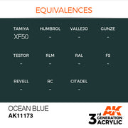 AK Interactive: 3rd Gen Acrylic Ocean Blue 17ml Model Paints AK INTERACTIVE