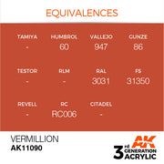 AK Interactive: 3rd Gen Acrylic Vermillion 17ml Model Paints AK INTERACTIVE