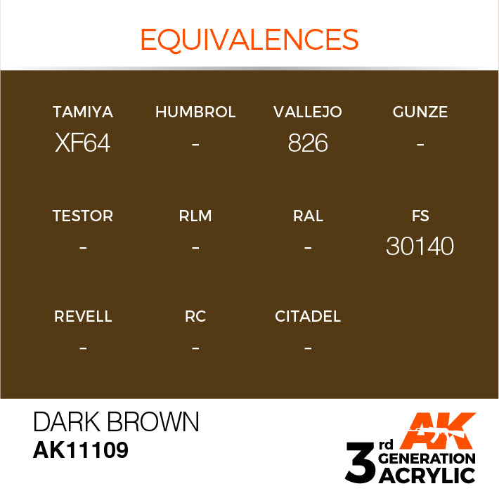 AK Interactive: 3rd Gen Acrylic Dark Brown 17ml Model Paints AK INTERACTIVE