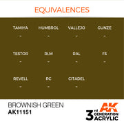 AK Interactive: 3rd Gen Acrylic Brownish Green 17ml Model Paints AK INTERACTIVE