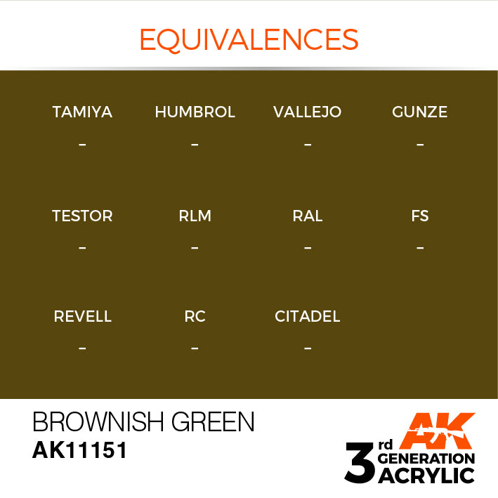 AK Interactive: 3rd Gen Acrylic Brownish Green 17ml Model Paints AK INTERACTIVE