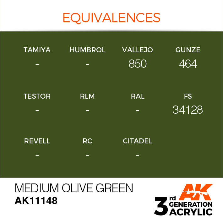 AK Interactive: 3rd Gen Acrylic Medium Olive Green 17ml Model Paints AK INTERACTIVE