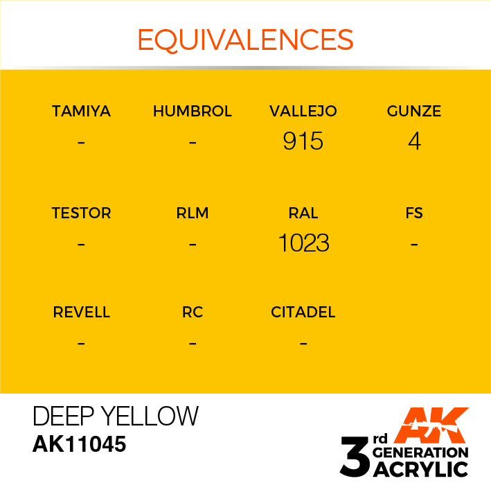 AK Interactive: 3rd Gen Acrylic Deep Yellow 17ml Model Paints AK INTERACTIVE