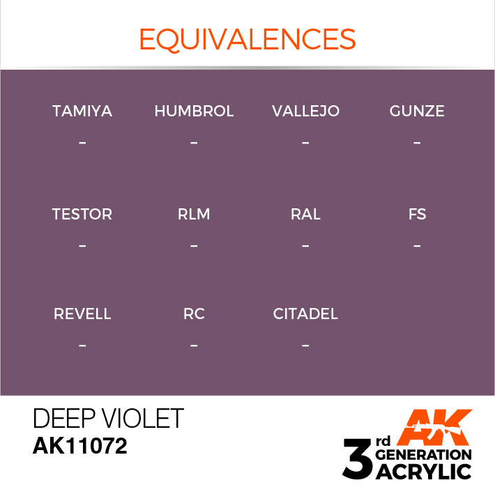 AK Interactive: 3rd Gen Acrylic Deep Violet 17ml Model Paints AK INTERACTIVE