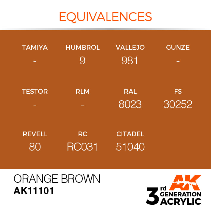AK Interactive: 3rd Gen Acrylic Orange Brown 17ml Model Paints AK INTERACTIVE