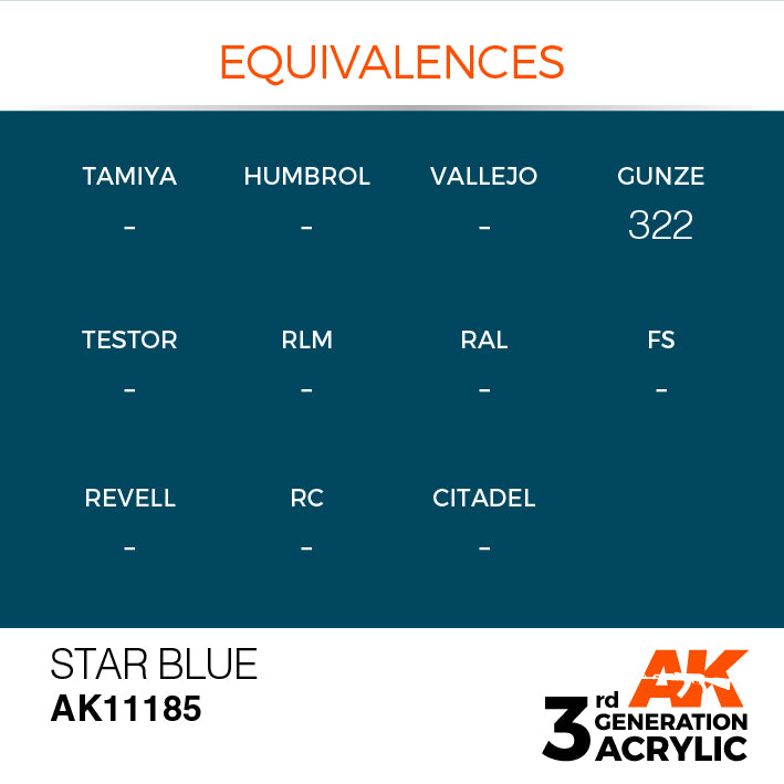 AK Interactive: 3rd Gen Acrylic Star Blue 17ml Model Paints AK INTERACTIVE