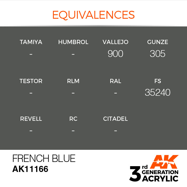 AK Interactive: 3rd Gen Acrylic French Blue 17ml Model Paints AK INTERACTIVE