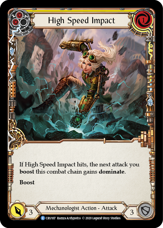 High Speed Impact (Yellow) [CRU107] 1st Edition Rainbow Foil Flesh And Blood Single Flesh And Blood   