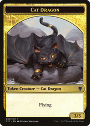 Gold // Cat Dragon Double-Sided Token [Tokens] Commander 2017 Tokens MTG Single Magic: The Gathering