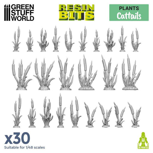Green Stuff World: 3D printed set - Cattails Plants Model Tools & Glue Green Stuff World