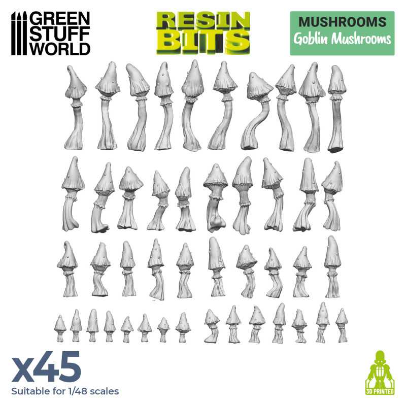 Green Stuff World: 3D printed set - Goblin Mushrooms Model Tools & Glue Green Stuff World