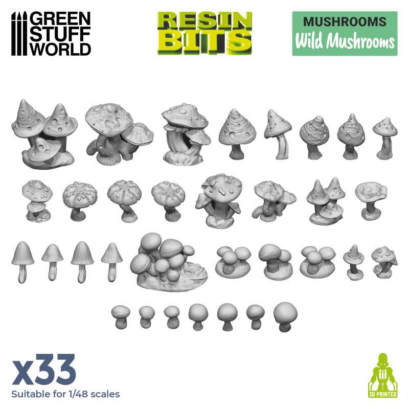 Green Stuff World: 3D printed set - Wild Mushrooms Model Tools & Glue Green Stuff World