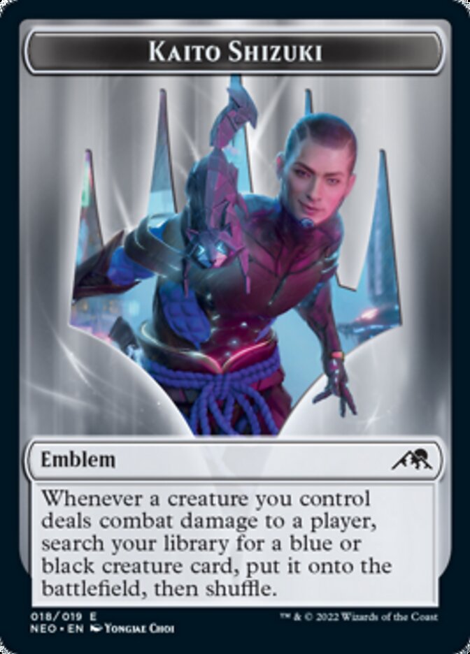 Spirit (002) // Kaito Shizuki Emblem Double-Sided Token [Tokens] Kamigawa: Neon Dynasty Tokens MTG Single Magic: The Gathering