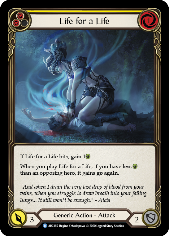 Life for a Life (Yellow) [ARC165] Unlimited Edition Rainbow Foil Flesh And Blood Single Flesh And Blood   