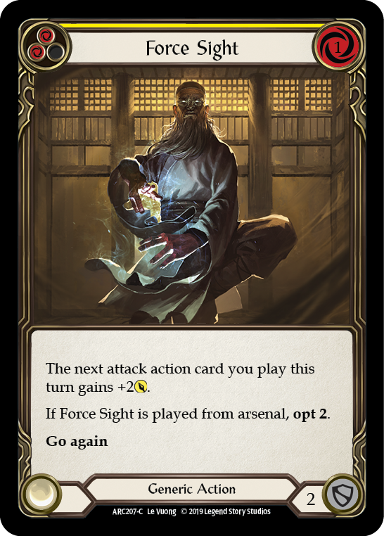 Force Sight (Yellow) [ARC207-C] 1st Edition Rainbow Foil Flesh And Blood Single Flesh And Blood   