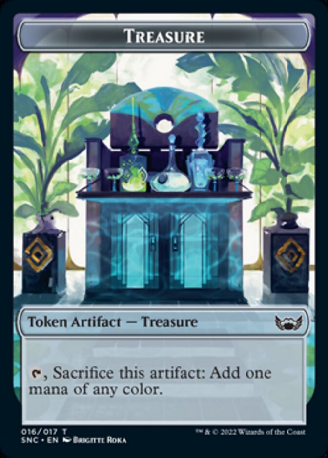 Treasure (016) // Dog Double-Sided Token [Tokens] Streets of New Capenna Tokens MTG Single Magic: The Gathering