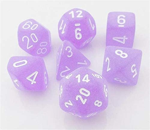 Chessex: Purple with White Frosted 7-Die Set Dice & Gaming Accessories Chessex
