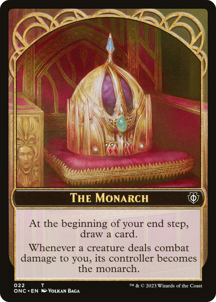 The Monarch // Golem Double-Sided Token [Tokens] Phyrexia: All Will Be One Commander Tokens MTG Single Magic: The Gathering