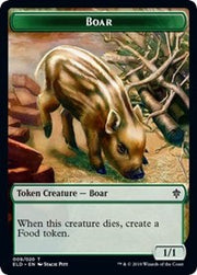 Boar // Food (18) Double-Sided Token [Tokens] Throne of Eldraine Tokens MTG Single Magic: The Gathering