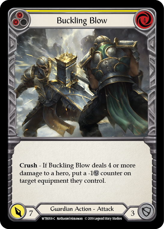 Buckling Blow (Yellow) [WTR058-C] Alpha Print Rainbow Foil Flesh And Blood Single Flesh And Blood   