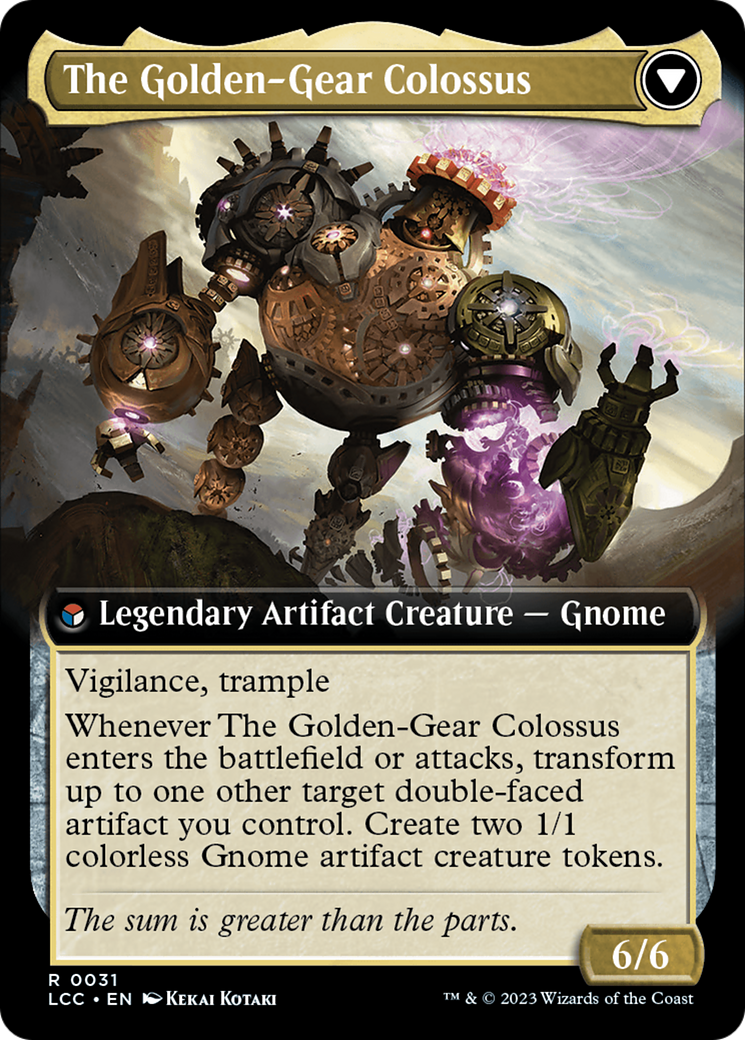 Tetzin, Gnome Champion // The Golden-Gear Colossus (LCC-031) [The Lost Caverns of Ixalan Commander] (Extended Art) MTG Single Magic: The Gathering