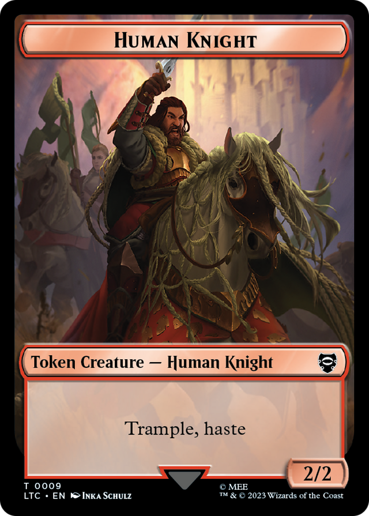 Human Knight // Human Double-Sided Token [The Lord of the Rings: Tales of Middle-Earth Commander Tokens] MTG Single Magic: The Gathering   
