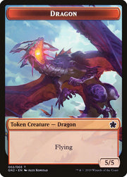 Dragon // Dinosaur Double-Sided Token [Tokens] Game Night 2019 Tokens MTG Single Magic: The Gathering